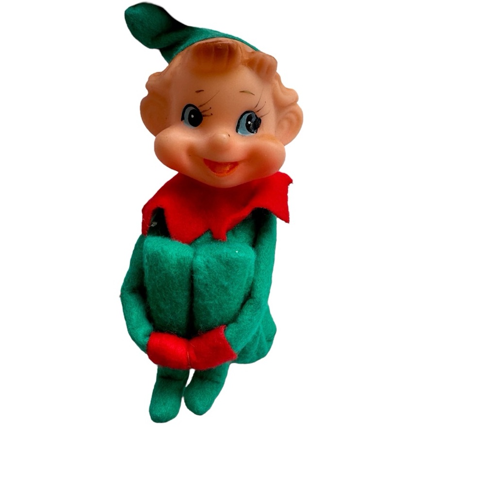 Vintage Mid Century Kitschy Christmas Knee-Hugging Elf, Made in Japan